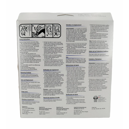 Technical details on the 3M 1100 box panel showcasing the certified 29 decibel Noise Reduction Rating and ANSI test metrics.