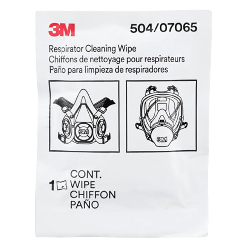 3M 504/07065 respirator cleaning wipe single sealed packet for half and full face respirator masks