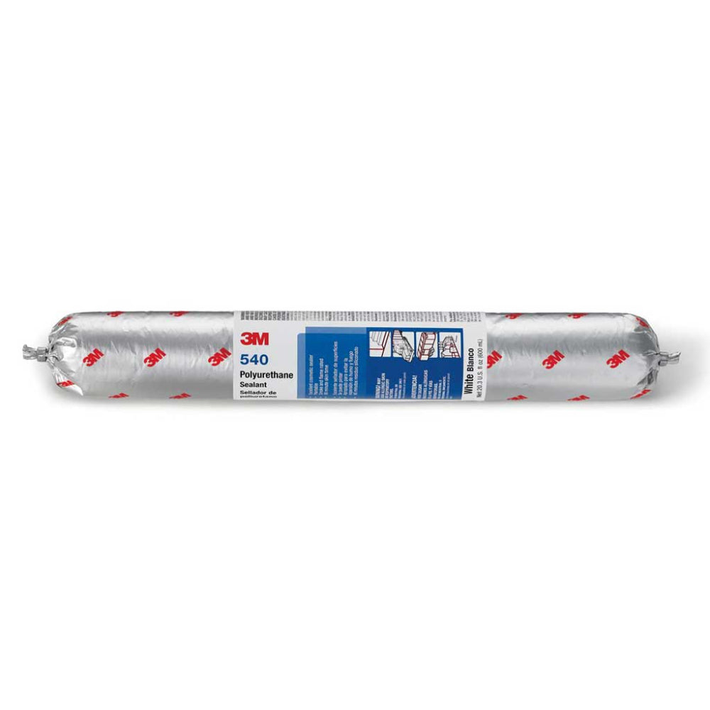 3M 540 white polyurethane sealant in a 600ml 20.3 fl oz foil sausage pack with blue and white label, for sealing and bonding construction joints, facades, and building materials