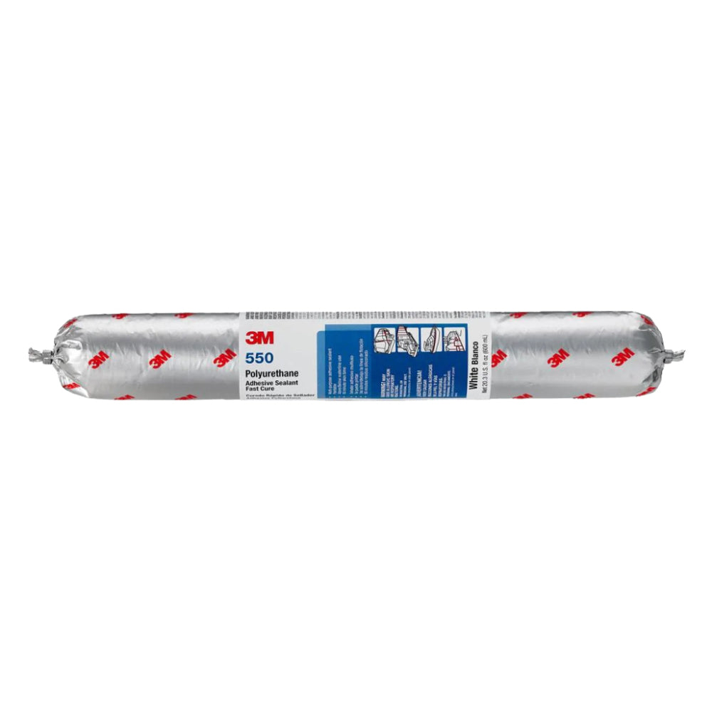 3M 550 white fast cure polyurethane adhesive sealant in a 600ml 20.3 fl oz foil sausage pack for high-volume marine, transportation, and construction sealing applications