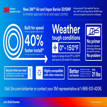 3M Air & Vapour Barrier 3015NP Features UV Resistant Weather Tough Construction
