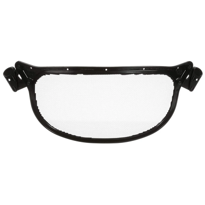 Front view of the matte black 3M Peltor metal mesh faceshield V1A-10 showing the protective steel mesh visor screen.
