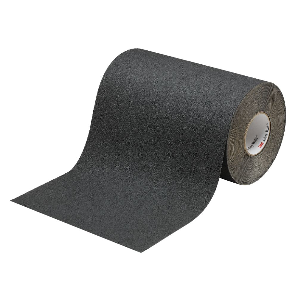 A standalone roll of 3M Safety-Walk slip-resistant coarse grit tread tape unrolling on a clean white background