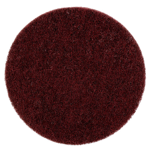 3M Scotch-Brite SB29293 maroon Hookit production clean and finish non-woven disc 6 inch no hole very fine grade for surface prep blending and finishing on metal wood and painted surfaces