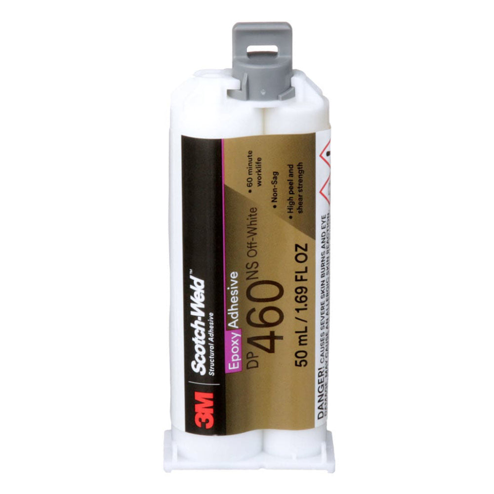 3M Scotch-Weld DP460NS Off-White non-sag structural epoxy adhesive 50ml Duo-Pak cartridge with a 60-minute worklife.