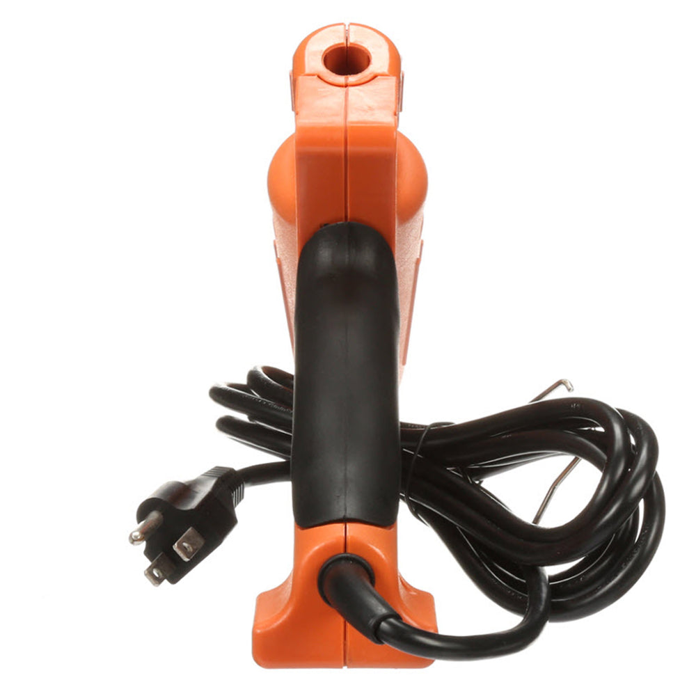 Rear view of the orange and black 3M Scotch-Weld Hot Melt Applicator AE II glue gun with power cord, showing the adhesive stick entry port.