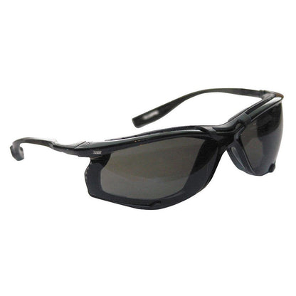 Right side perspective view of 3M industrial protective glasses with a secure dust blocking foam gasket seal