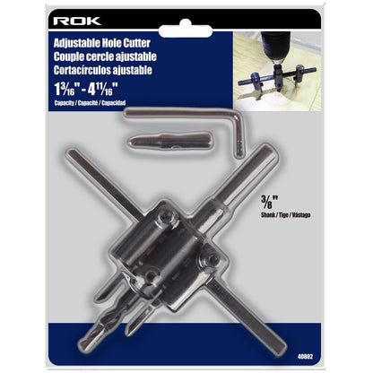 Adjustable Hole Cutter, 1-3/16" to 4-11/16" | Variable Diameter