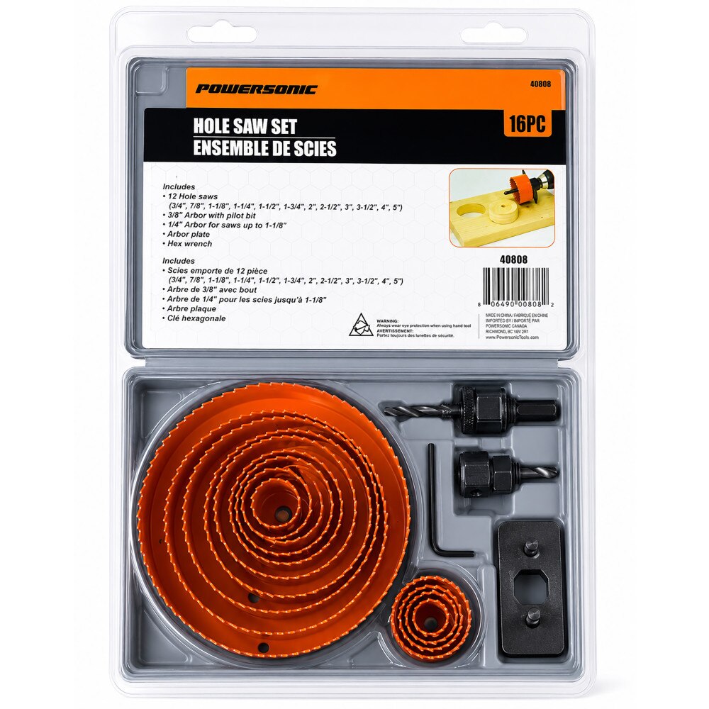 16 Pcs Hole Saw Set | Bi-Metal Hole Cutters with Arbors