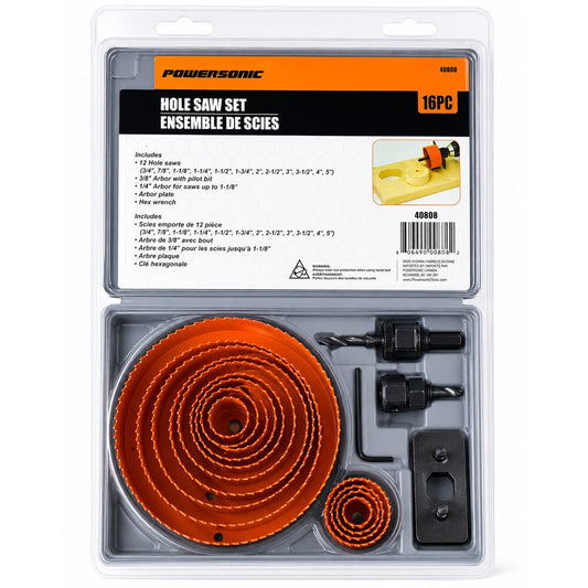 16 Pcs Hole Saw Set | Bi-Metal Hole Cutters with Arbors