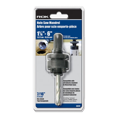 Hole Saw Mandrel | 7/16" Hex Shank Arbor
