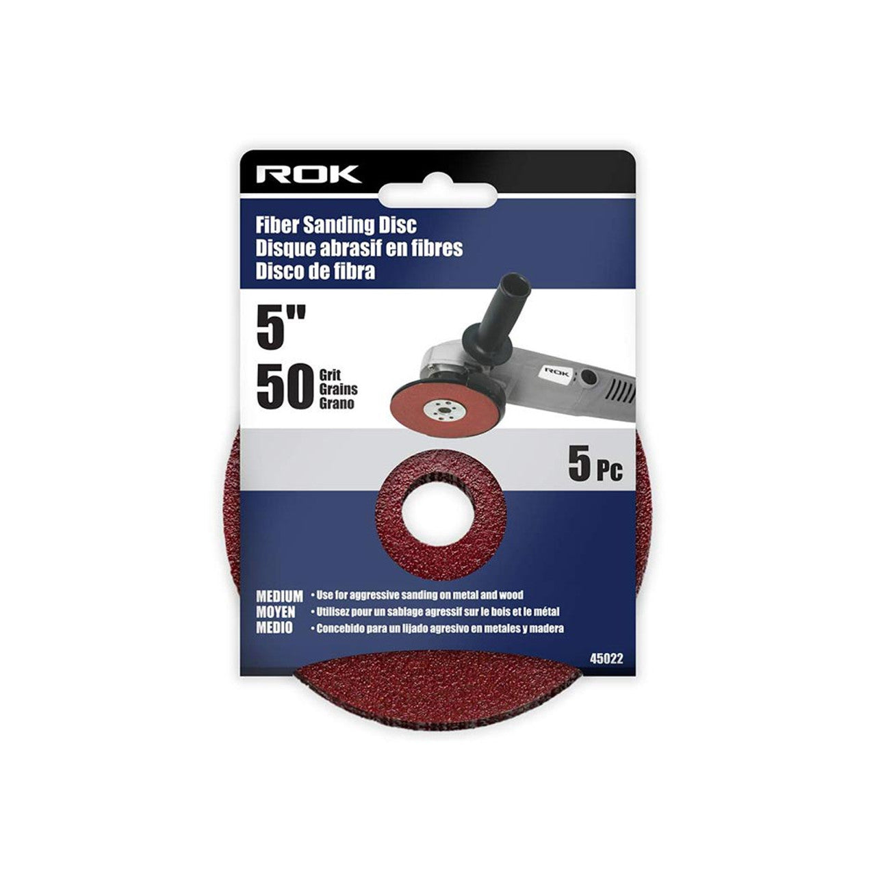 ROK 45020 5in Grit Fibre Sanding Discs - 5pk