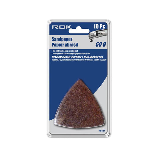 ROK 46837 10pk Triangle Sandpaper - 60 Grit