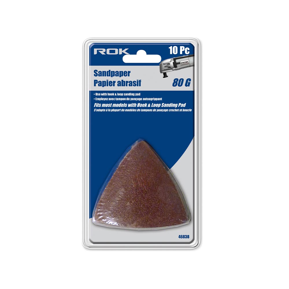 ROK 46838 10pk Triangle Sandpaper - 80 Grit