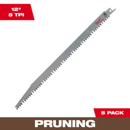 Milwaukee 48-00-1303 SAWZALL 12in 5 TPI Pruning Blades - 5pk