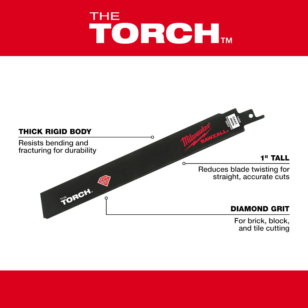 Milwaukee 48-00-1450 SAWZALL THE TORCH 9in Diamond Grit Metal Cutting Blade
