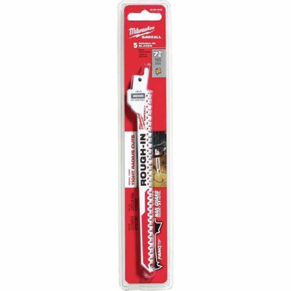 Milwaukee 48-00-1610 SAWZALL 7-3/8in 5 TPI Rough-In Blades - 5pk