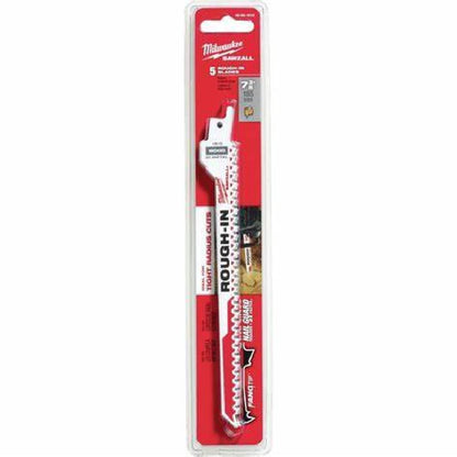 Milwaukee 48-00-1610 SAWZALL 7-3/8in 5 TPI Rough-In Blades - 5pk