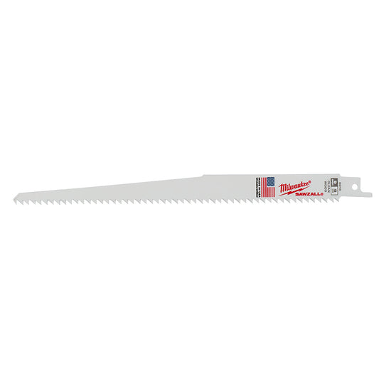 Milwaukee 48-00-5016 SAWZALL 9in 6 TPI Fleam Ground Clean Wood Blades - 5pk