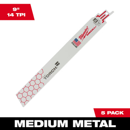 Milwaukee 48-00-5787 SAWZALL THE TORCH 9in 14 TPI Metal Demolition Blades - 5pk