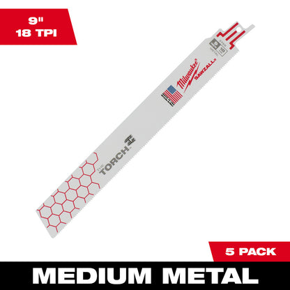 Milwaukee 48-00-5788 SAWZALL THE TORCH 9in 18 TPI Metal Demolition Blades - 5pk