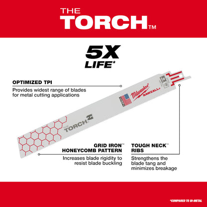 Milwaukee 48-00-5782 SAWZALL THE TORCH 6in 14 TPI Metal Demolition Blades - 5pk