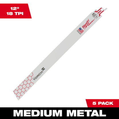 Milwaukee 48-00-5789 SAWZALL THE TORCH 12in 18 TPI Metal Demolition Blades - 5pk