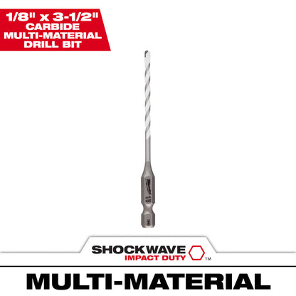 Milwaukee 48-20-8880 SHOCKWAVE 1/8in x 3-1/2in Carbide Multi-Material Drill Bit