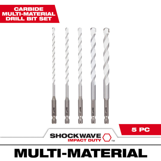 Milwaukee 48-20-8898 5pc SHOCKWAVE Carbide Multi-Material Drill Bit Set