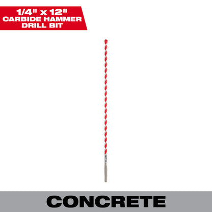 Milwaukee 48-20-9012 SHOCKWAVE 1/4in x 10in x 12in Carbide Hammer Drill Bit