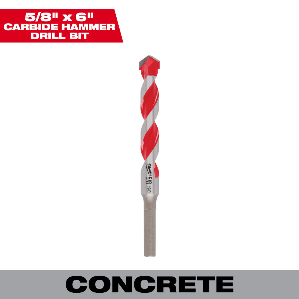 Milwaukee 48-20-9040 SHOCKWAVE 5/8in x 4in x 6in Carbide Hammer Drill Bit