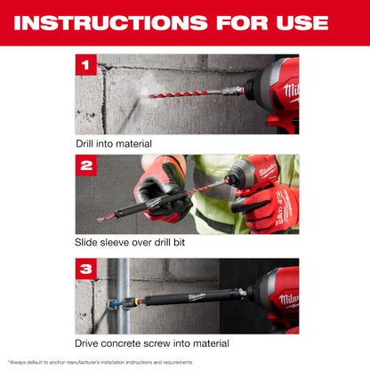 Milwaukee 48-20-9097 7pc SHOCKWAVE Impact Duty Carbide Hammer Drill Bit Concrete Screw Install Set