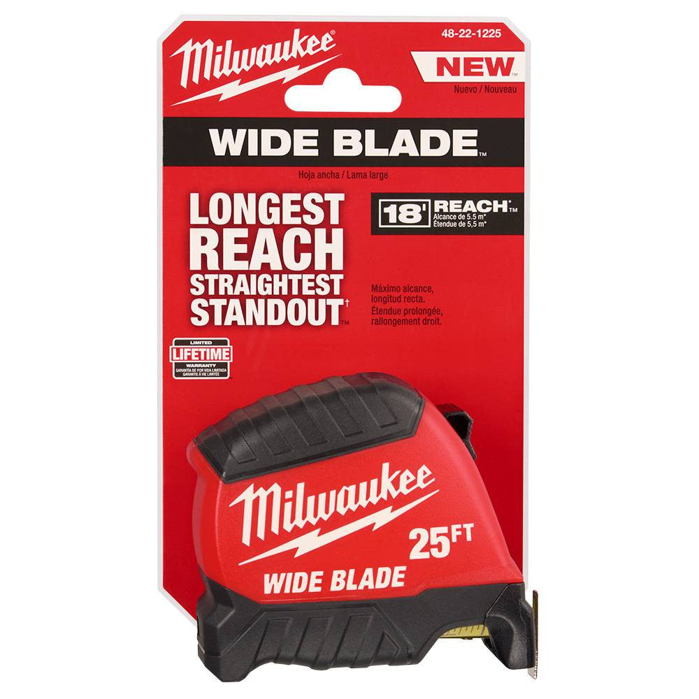 Milwaukee 48-22-1225 Tool 25 ft. x 1.3 -inch Wide Blade Tape Measure with 17 ft. Reach