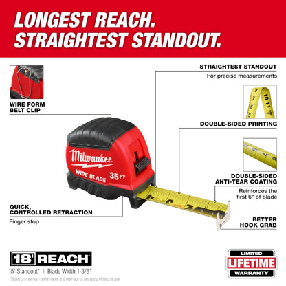 Milwaukee 48-22-1235 35' Wide Blade Tape Measure