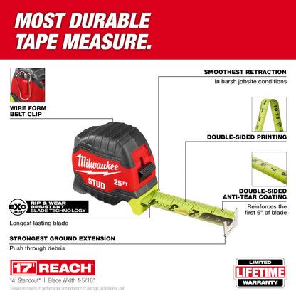 Milwaukee 48-22-1425 25ft Stud Tape Measure