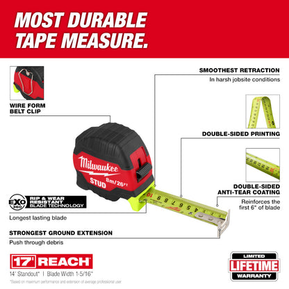 Milwaukee 48-22-1426 26'/8m Stud Tape Measure