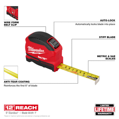 Milwaukee 48-22-1826 26ft/8m Autolock Tape Measure