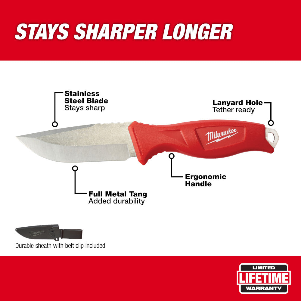 Milwaukee 48-22-1926 4in Tradesman Fixed Blade Knife