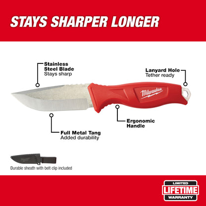 Milwaukee 48-22-1926 4in Tradesman Fixed Blade Knife