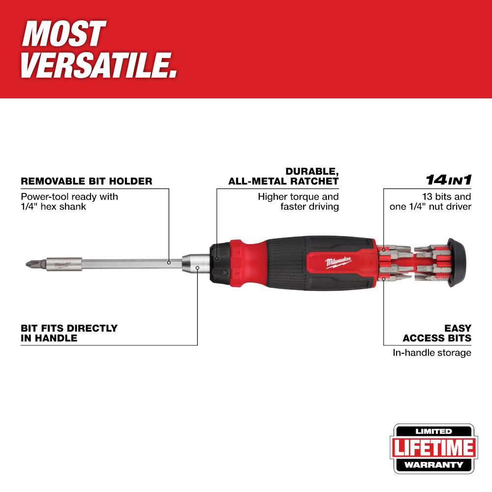 Milwaukee 48-22-2903 14-in-1 Ratcheting Multi-Bit Screwdriver