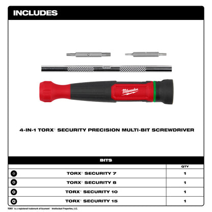 Milwaukee 48-22-2931  4-in-1 TORX Security Precision Multi-Bit Screwdriver