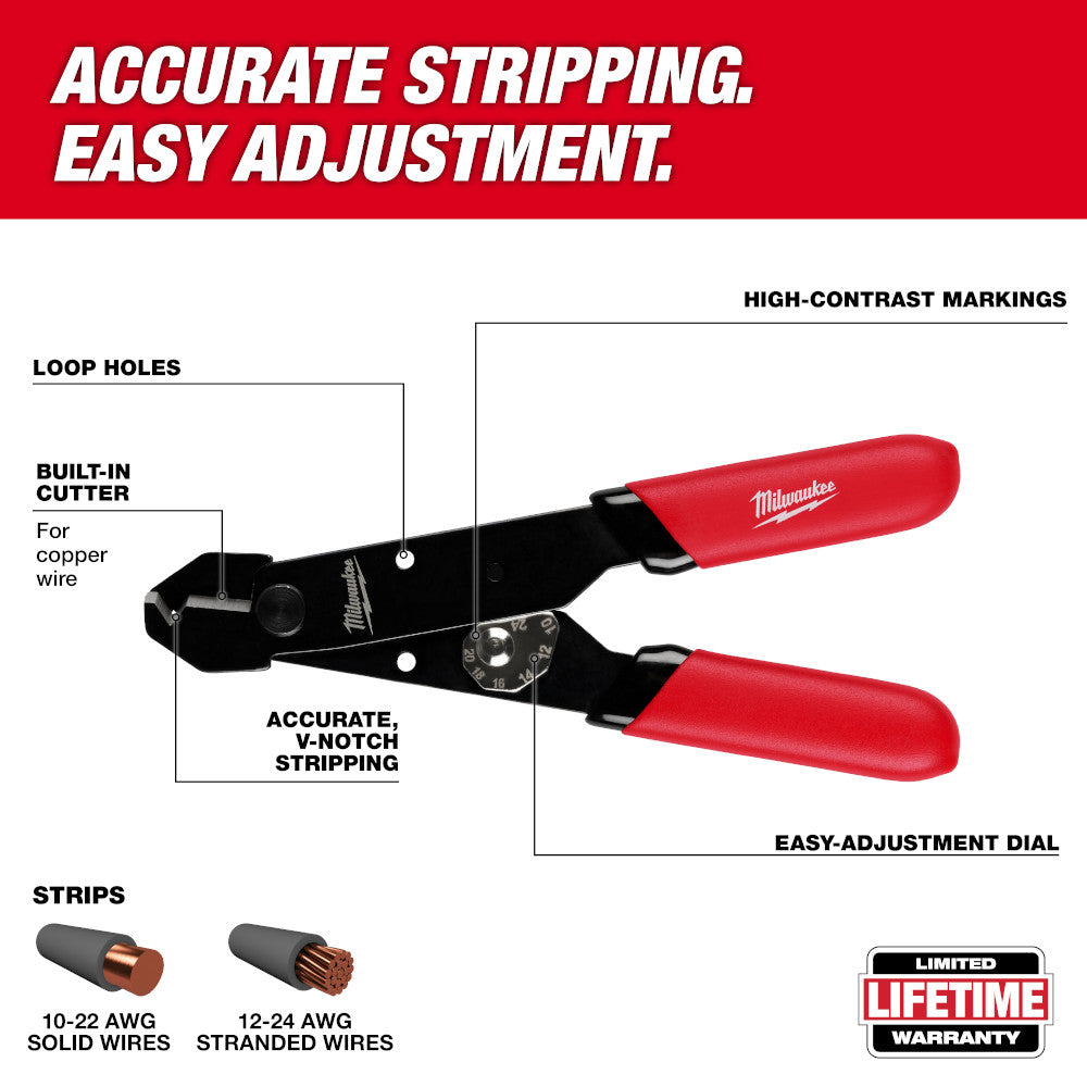 Milwaukee 48-22-3040 10-24 AWG Adjustable Compact Wire Stripper & Cutter