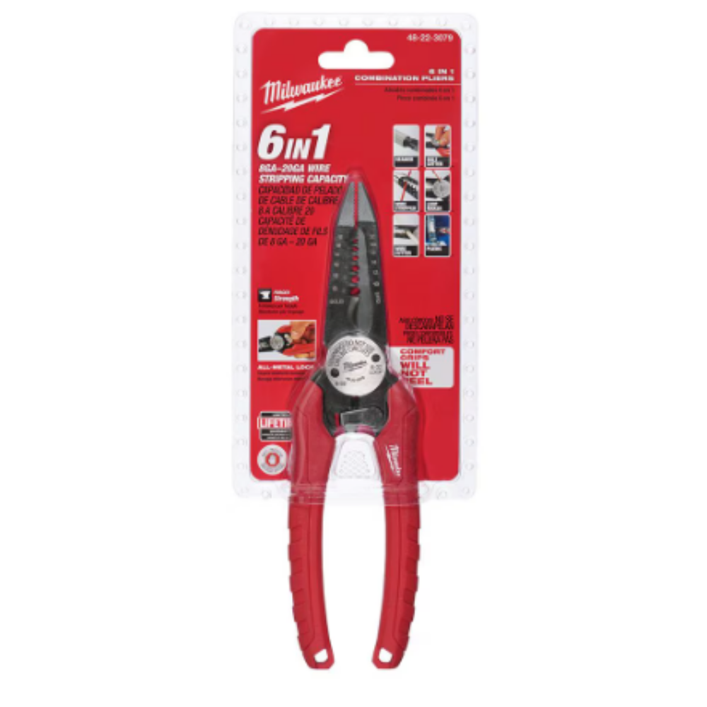 Milwaukee 48-22-3079 7.75 -inch Combination Electricians 6-in-1 Wire Strippers Pliers