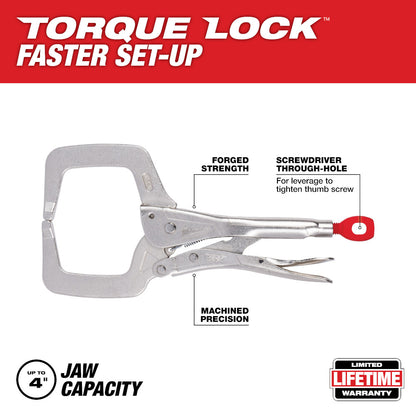 Milwaukee 48-22-3531 11in TORQUE LOCK Locking C-Clamp with Regular Jaws