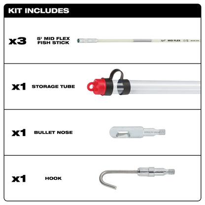 Milwaukee 48-22-4152 15' Mid Flex Fish Stick Kit