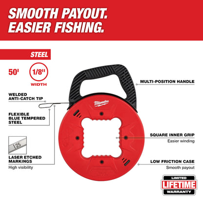 Milwaukee 48-22-4172 50' 1/8in Steel Fish Tape