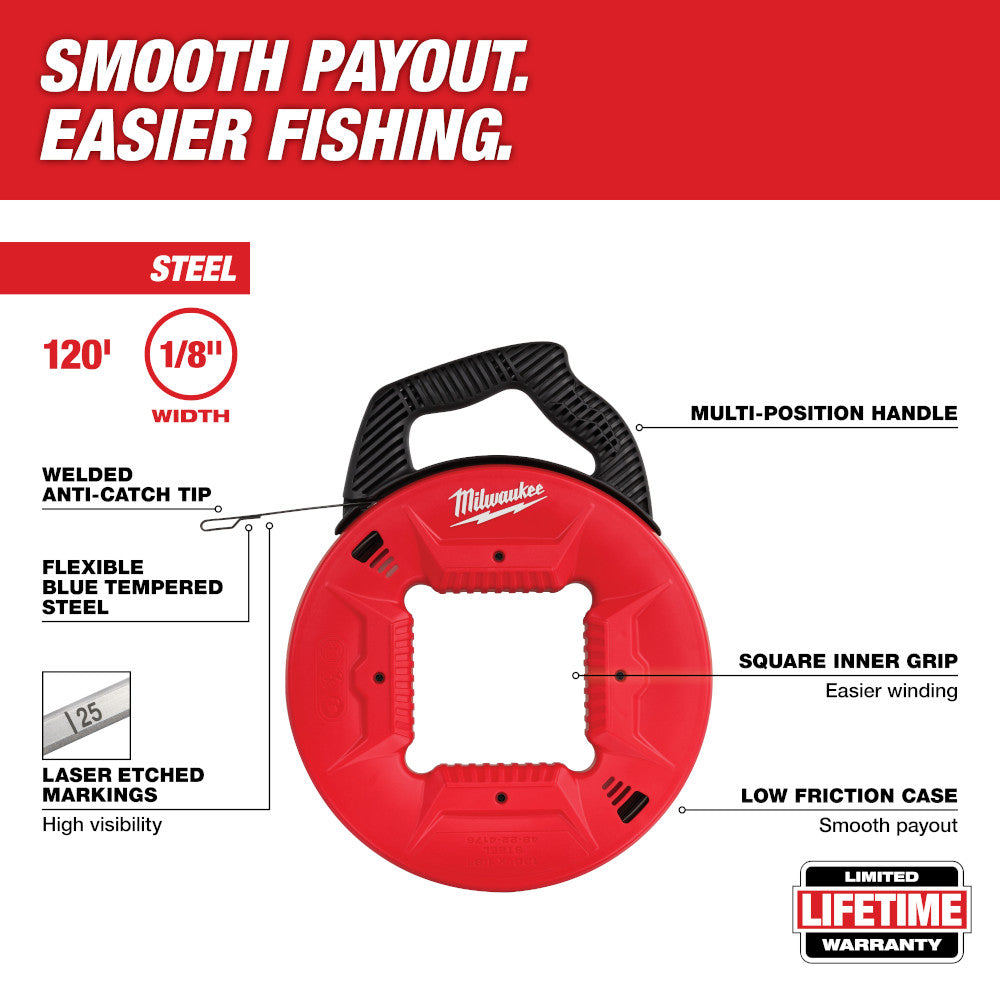 Milwaukee 48-22-4176 120' 1/8in Steel Fish Tape
