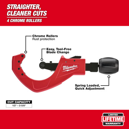 Milwaukee 48-22-4253 2-1/2in Quick Adjust Copper Tubing Cutter