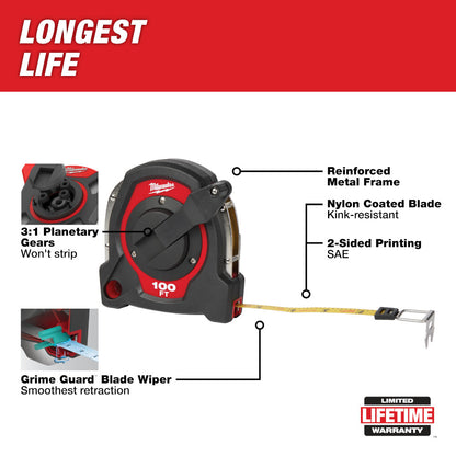 Milwaukee 48-22-5101 100' Closed Reel Long Tape Measure