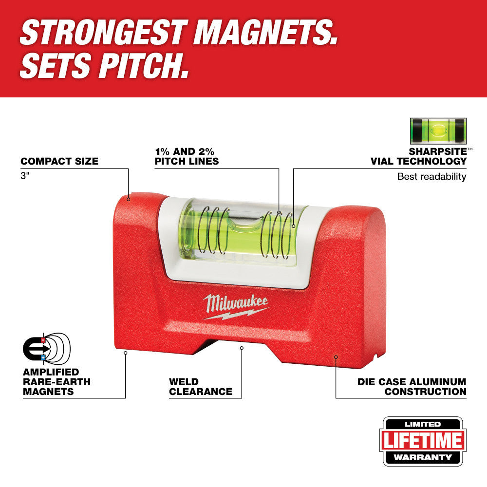 Milwaukee 48-22-5603 3in Compact Magnetic Pocket Level